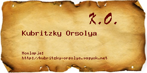 Kubritzky Orsolya névjegykártya